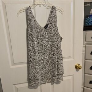 Lane Bryant Layered V-Neck Camisole in White with Black Speckle